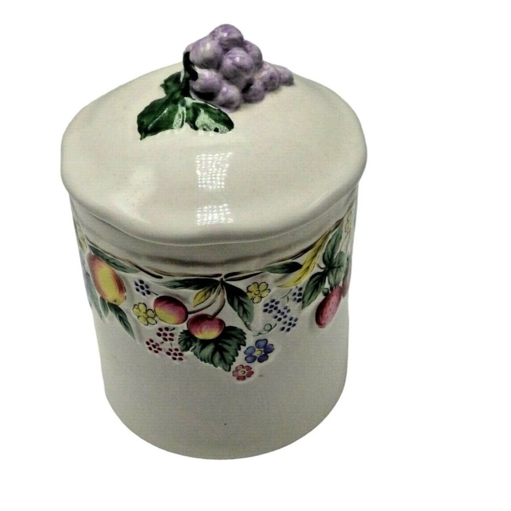 Ceramic Jam Jar Japan Signed 3D Fruit Vintage granny chic Grandmillennial